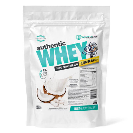 Authentic Whey Protein 100% Concentrado Sorvete de Coco 900g Wise