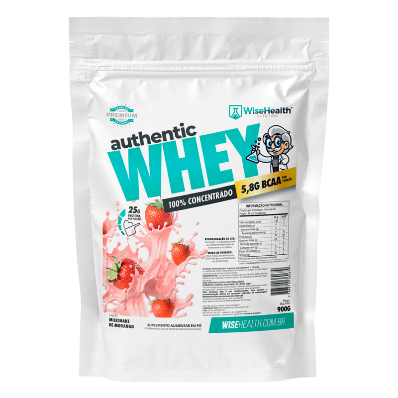 Whey Milkshake de morango Wisehealth