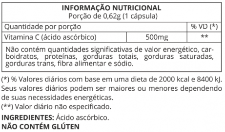 Informação Nutricional Vitamina C