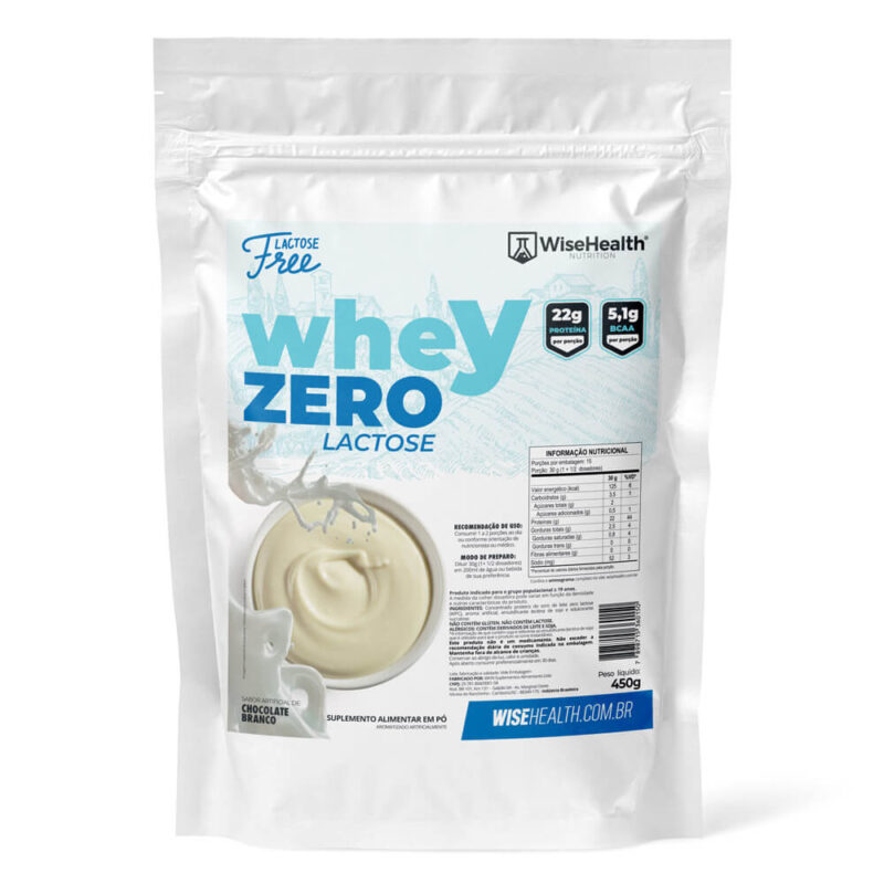 Whey Zero Lactose 100% Concentrado Chocolate Branco 450g Wise