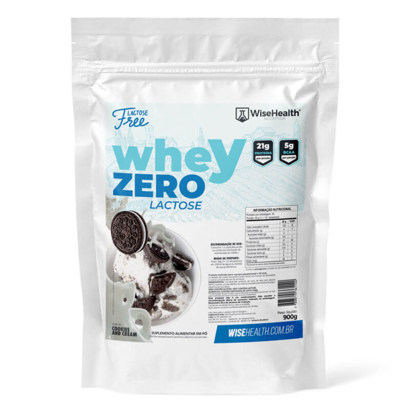Whey Zero Lactose 100% Concentrado Cookies and Cream 900g Wise
