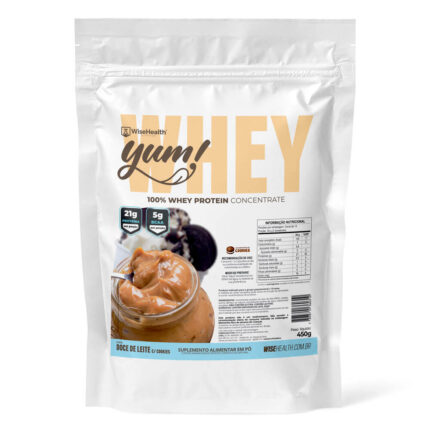 Yum Whey 100% Concentrado Doce de Leite com cookies 450g Wise