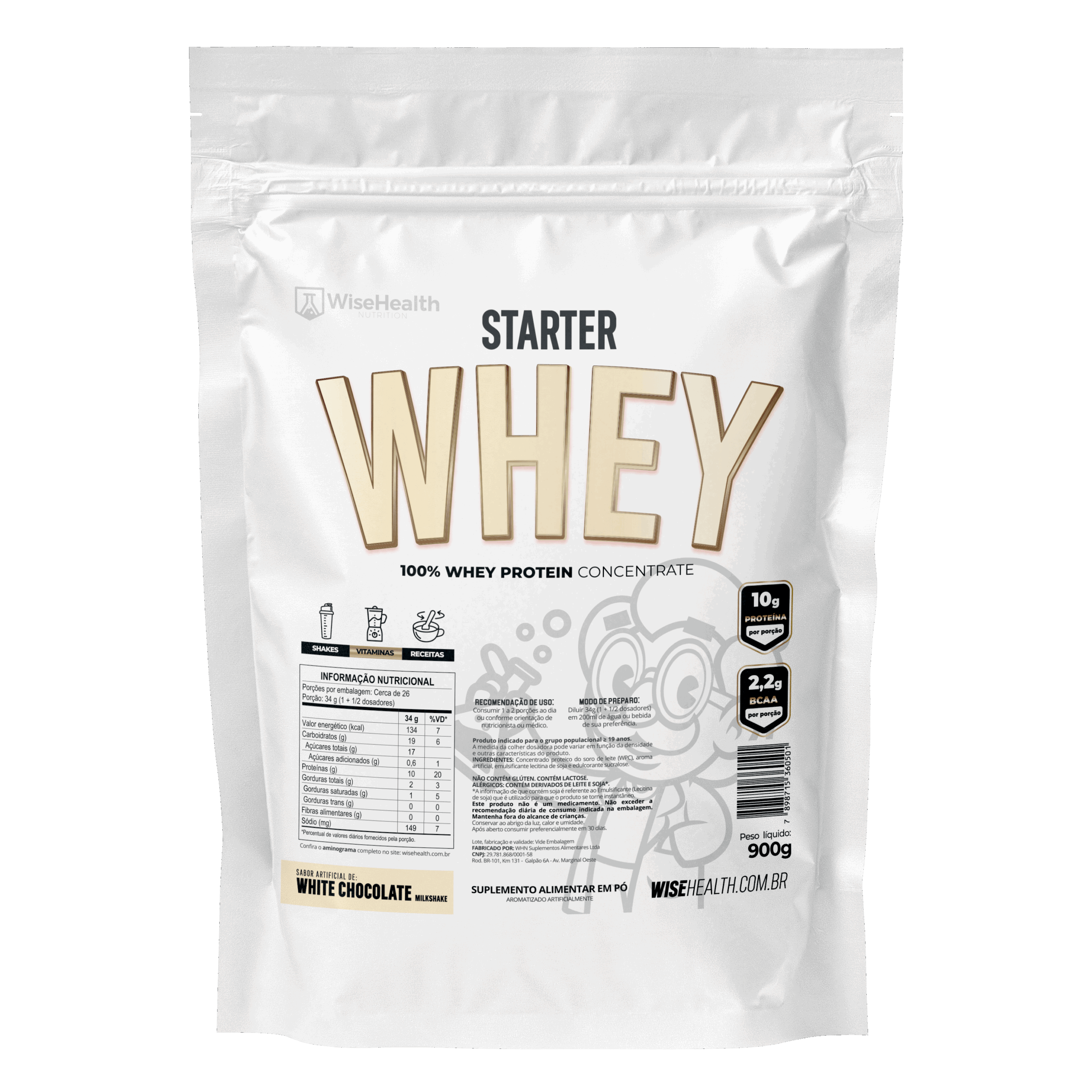 Starter Whey Chocolate Branco Milkshake WiseHealth