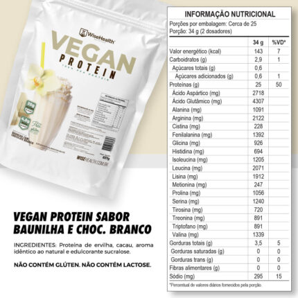 Tabela Nutricional Vegan Protein WiseHealth