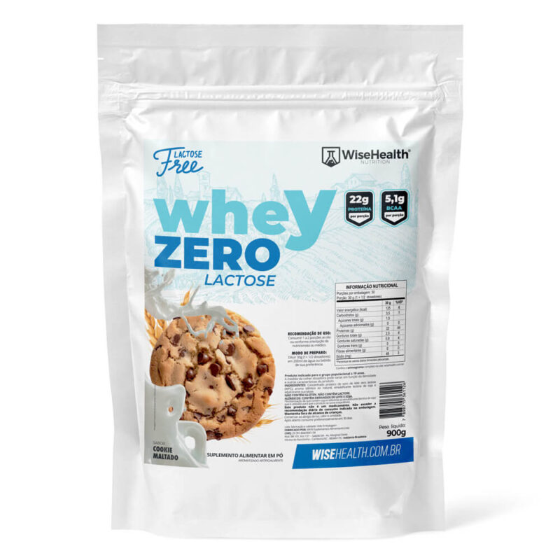 Whey Zero Lactose Cookie Maltado 900g WiseHealth