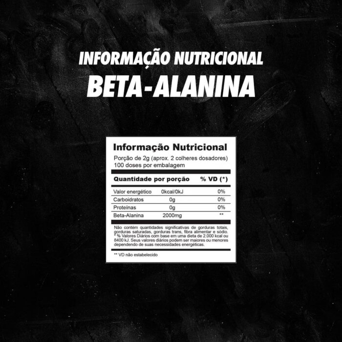 Informação Nutricional Beta-Alanina