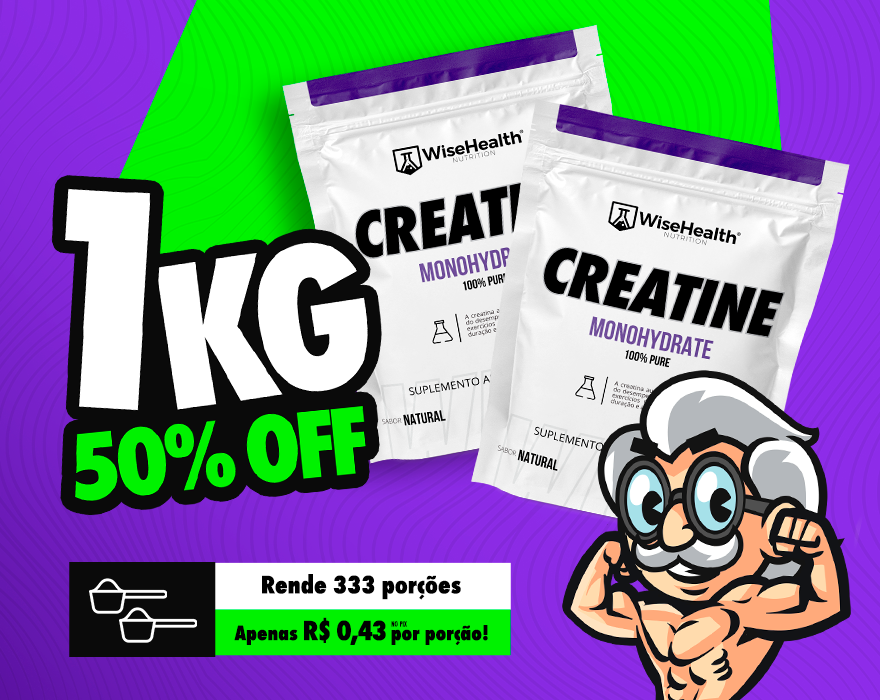 Promoção creatina 50% OFF
