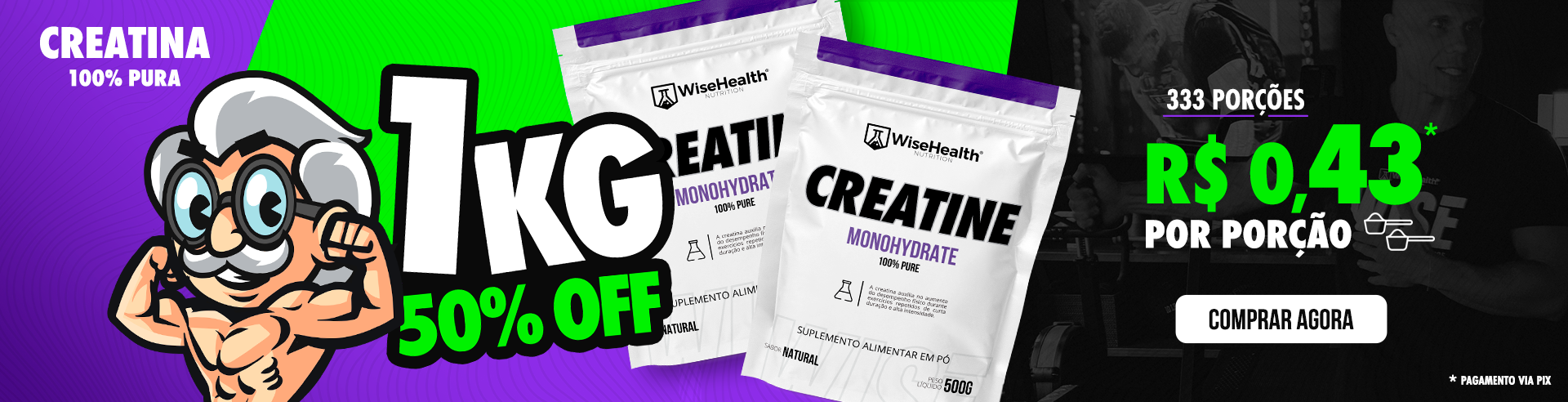 Promoção creatina 50% OFF