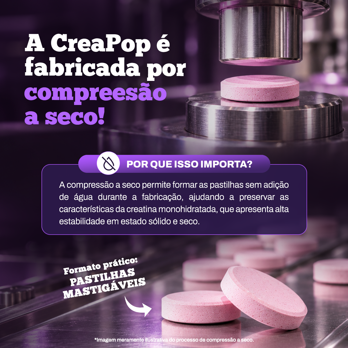 Creatina em pastilha compressão a seco